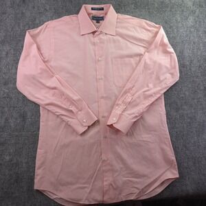 Paul Fredrick Dress Shirt 16.5 33 Pink / Orange Check Point Collar Cotton